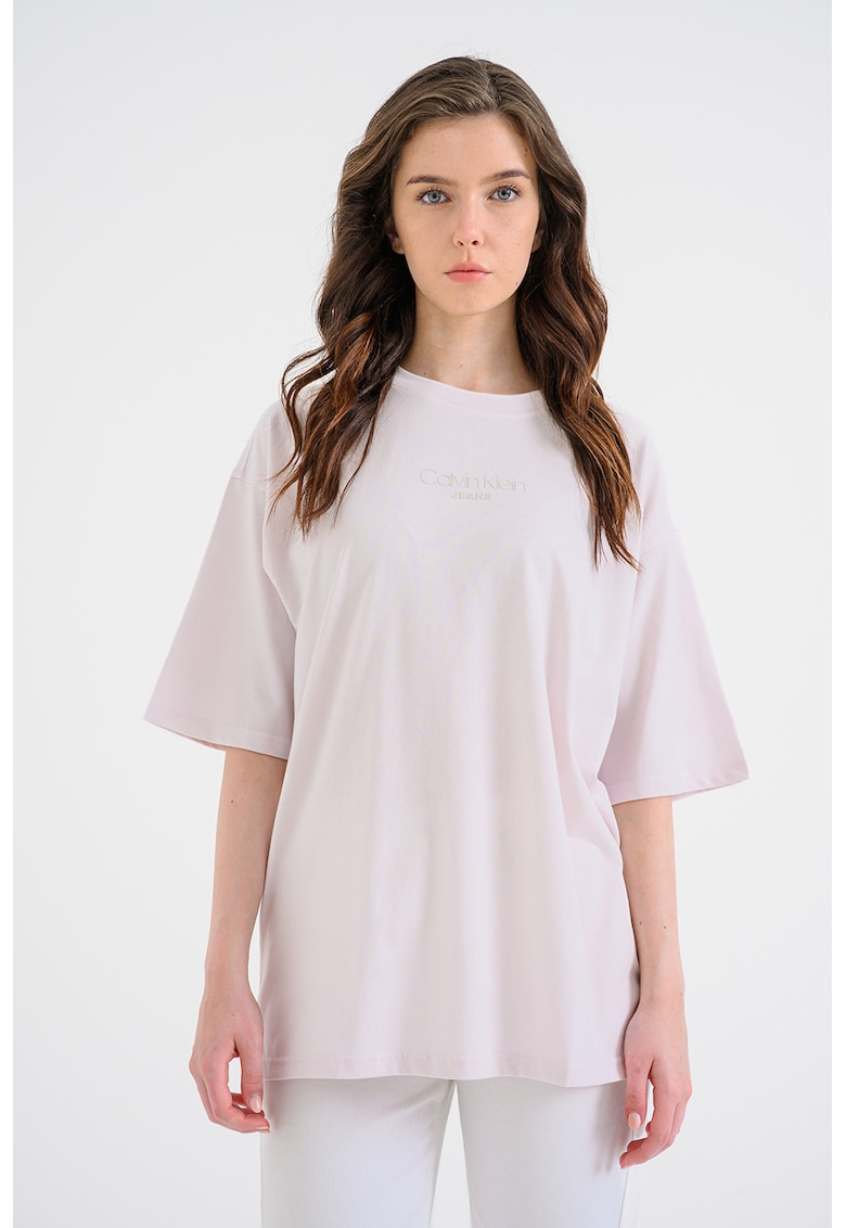 Tricou supradimensionat din bumbac - Roz pal