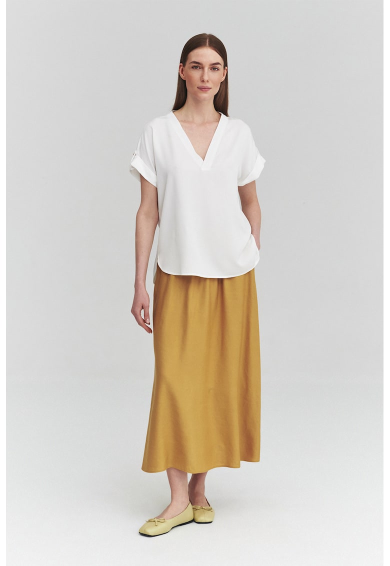 Bluza cu decolteu in V - Alb