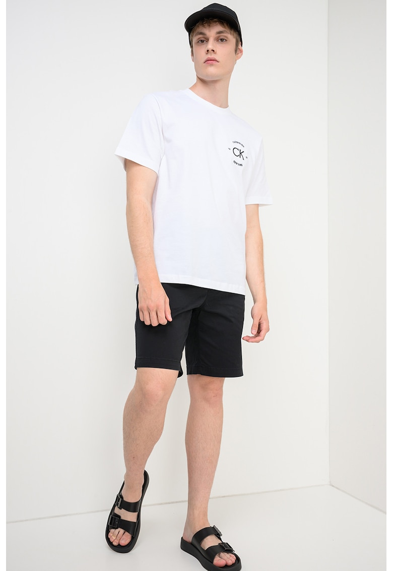 Tricou din bumbac cu imprimeu logo - Alb/Negru