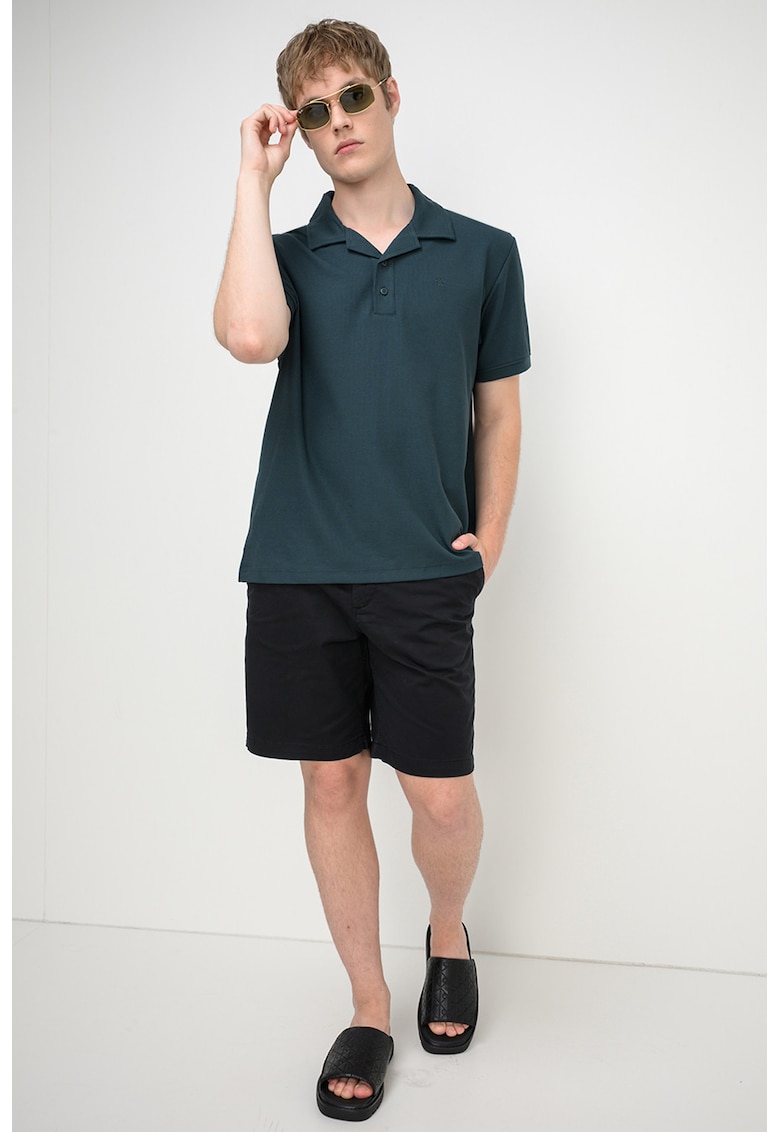 Tricou polo cu model uni - Verde englez