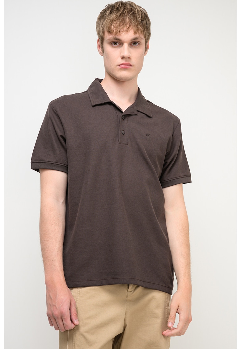 Tricou polo cu model uni - Maro inchis