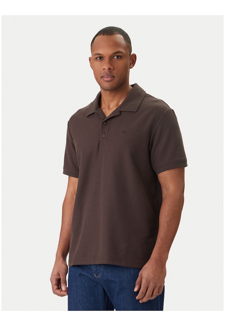 Tricou polo cu model uni - Maro inchis