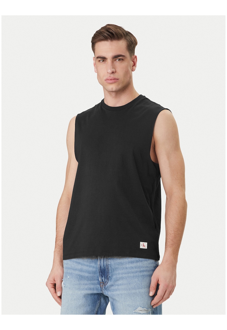 Top slim fit din bumbac -