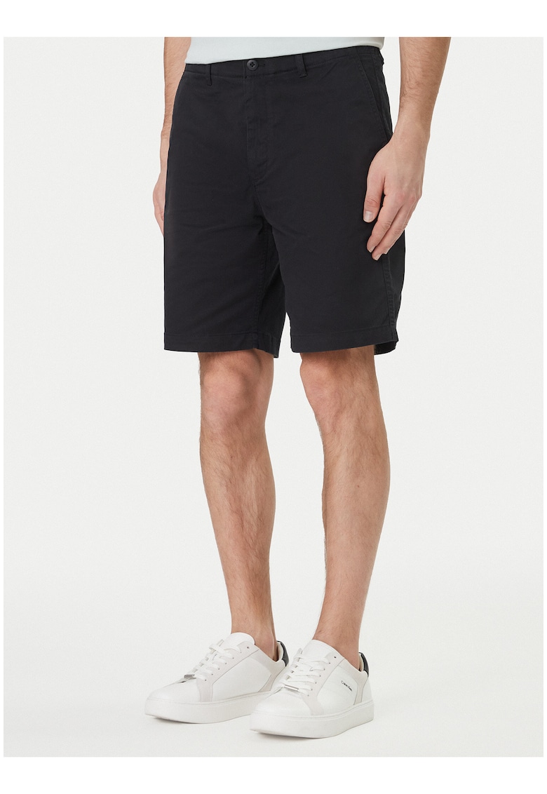 Pantaloni scurti din material textil cu talie medie si fermoar