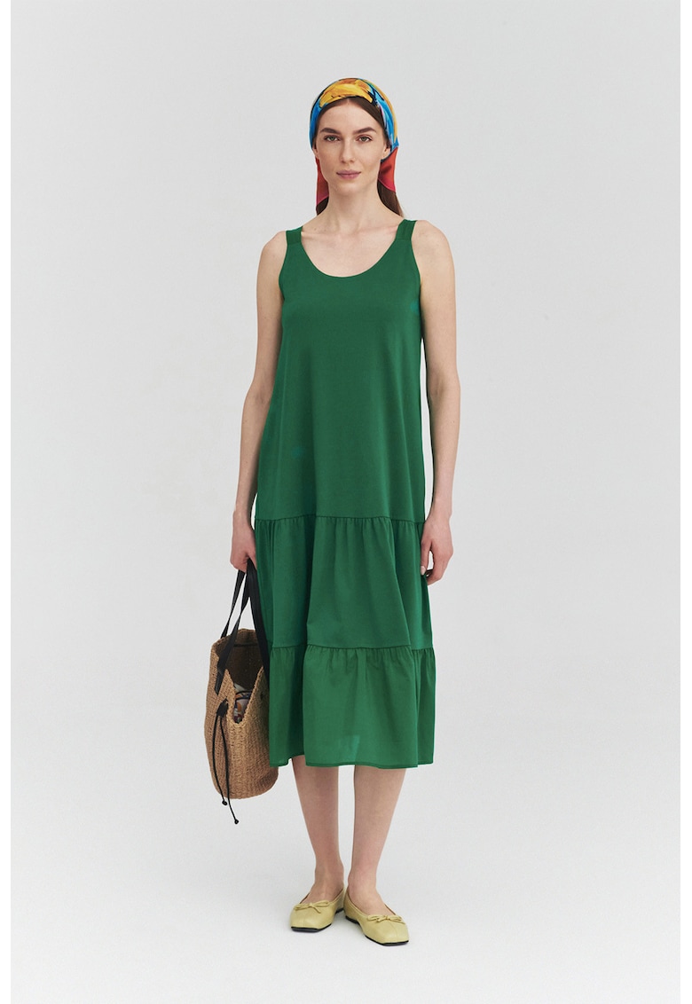 Rochie evazata cu barete lata - Verde