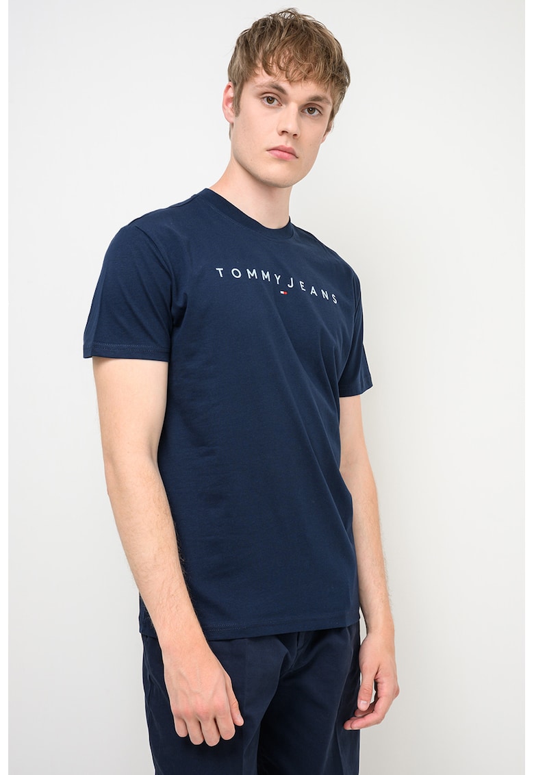 Tricou regular-fit cu logo brodat - Bleumarin