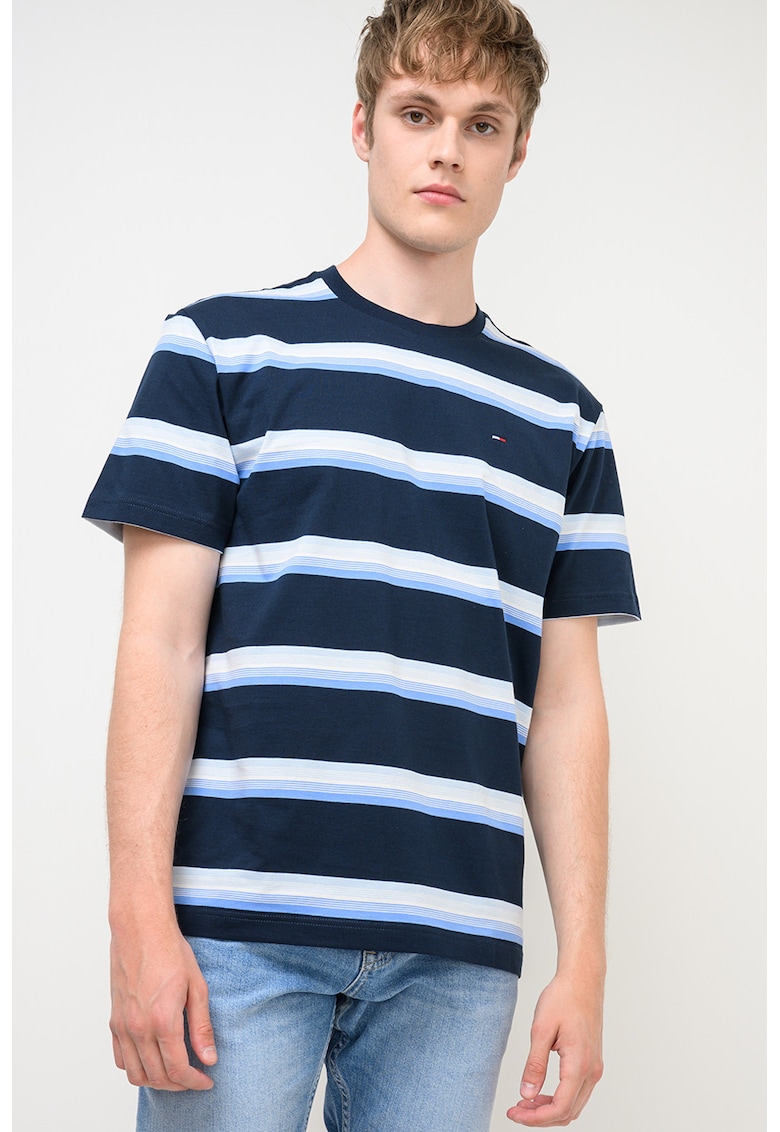 Tricou relaxed-fit cu dungi - Alb/Albastru ultramarin/Albastru deschis