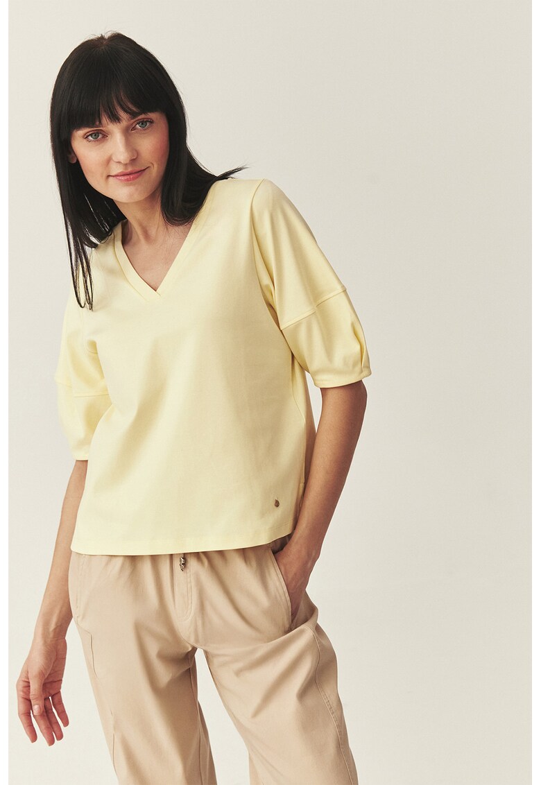 Bluza cu maneci bufante Bessa - Galben pastel