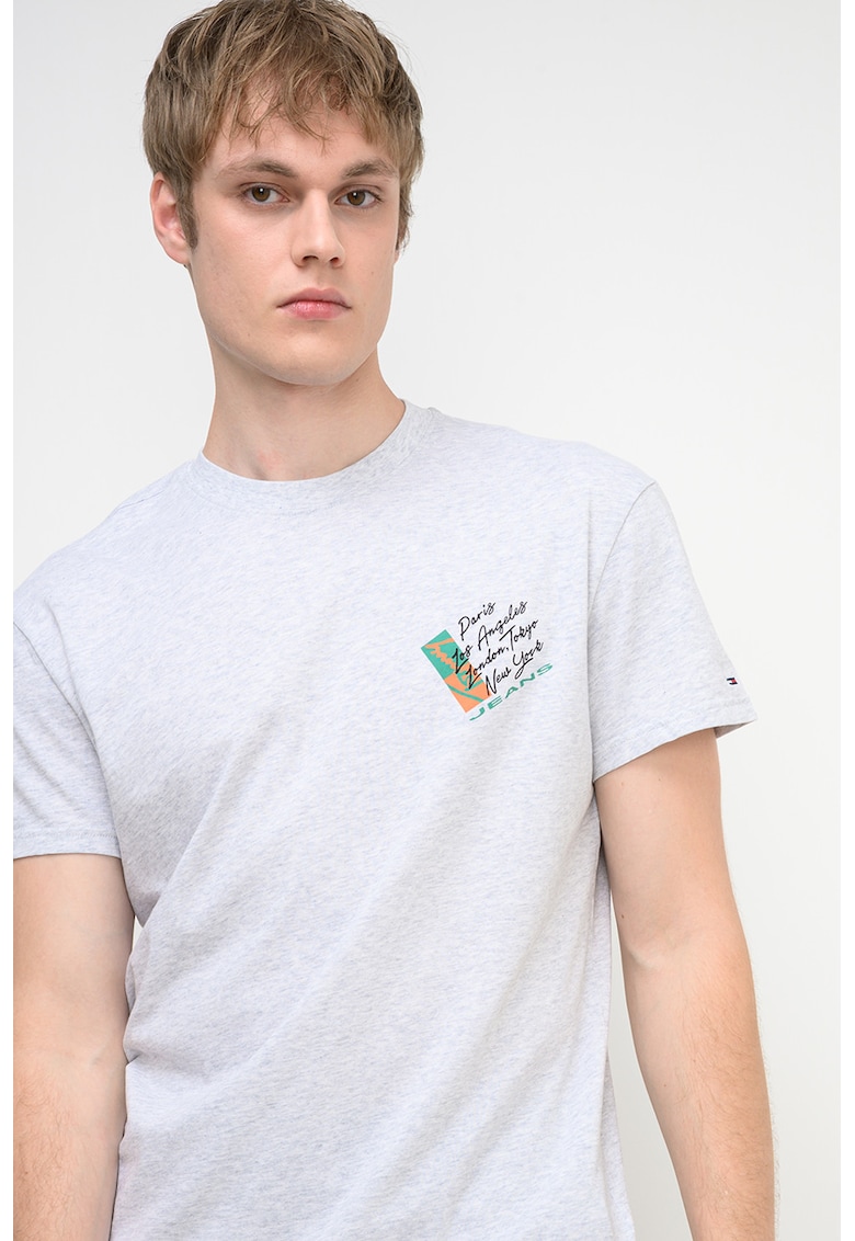 Tricou din bumbac cu design grafic - Verde/Negru/Gri melange
