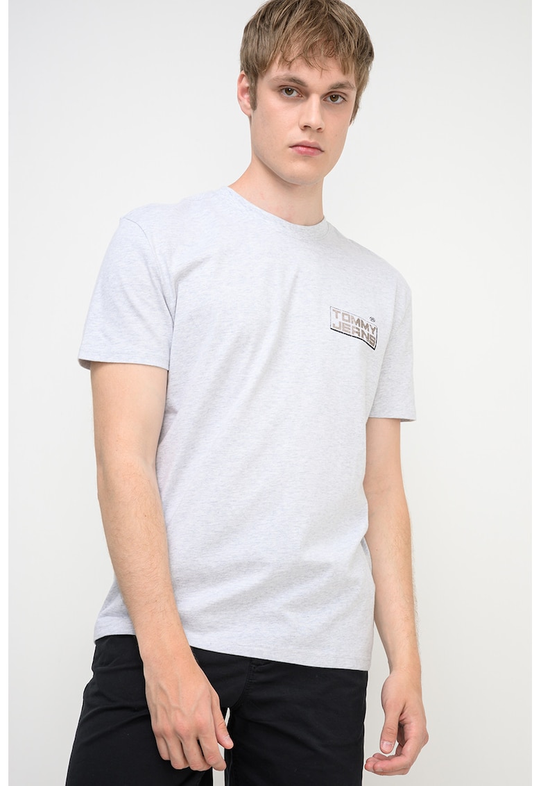Tricou regular-fit cu imprimeu logo - Gri melange