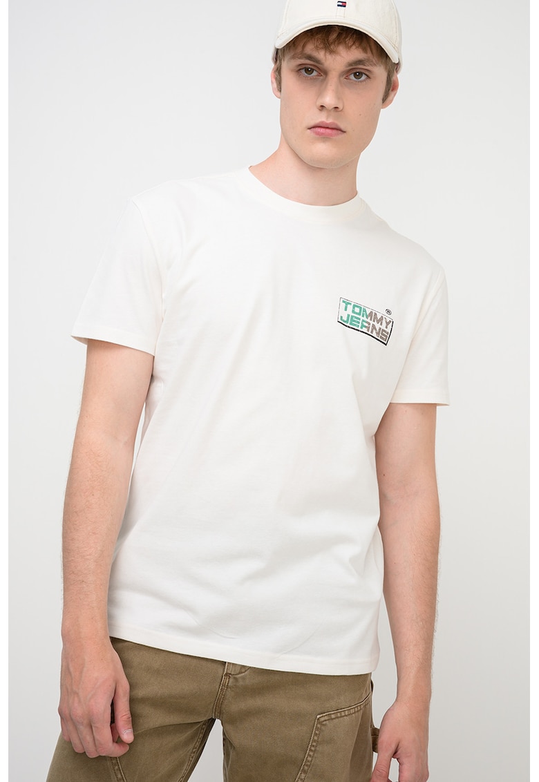 Tricou regular-fit cu imprimeu logo - Alb/Verde/Maro pamantiu