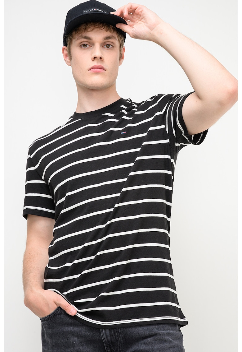 Tricou din bumbac cu dungi - Alb/Negru