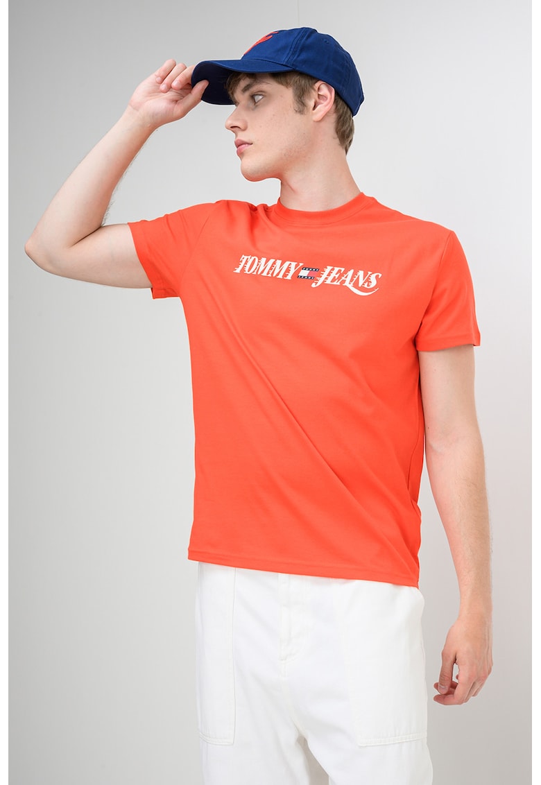 Tricou regular-fit cu imprimeu logo - Portocaliu mandarina