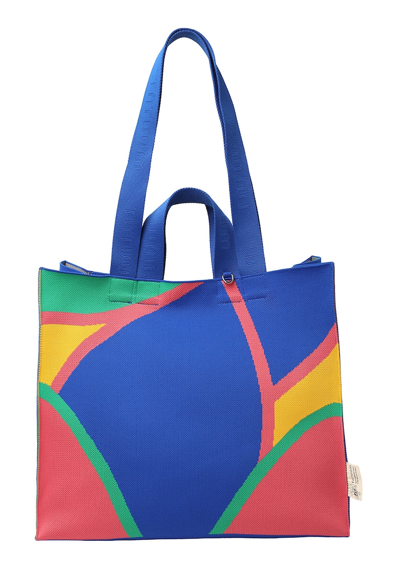 Geanta tote cu model - Galben sofran/Rosu deschis/Albastru