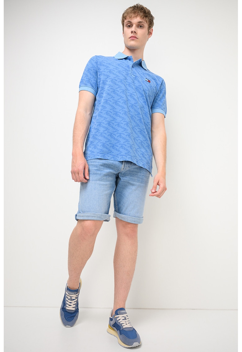 Tricou polo cu model logo - Albastru