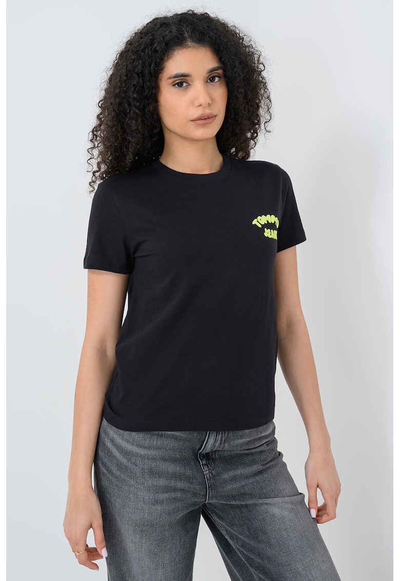 Tricou de bumbac cu logo - Negru
