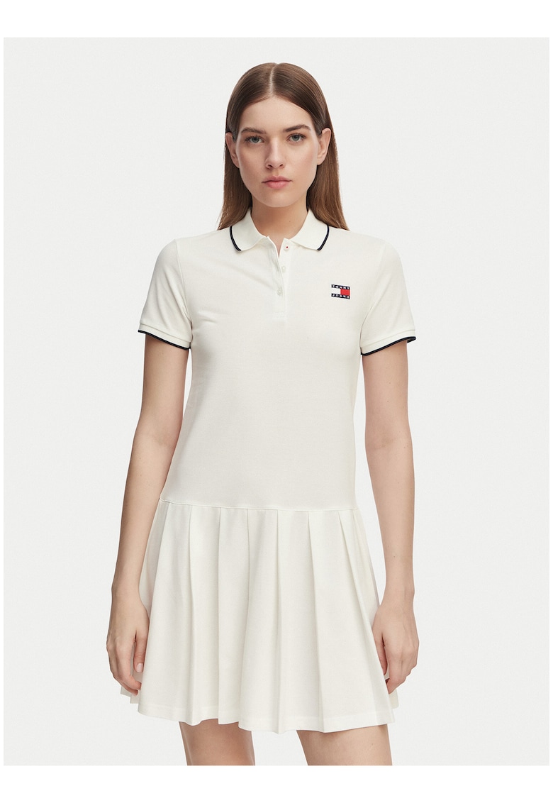 Rochie scurta evazata cu guler polo