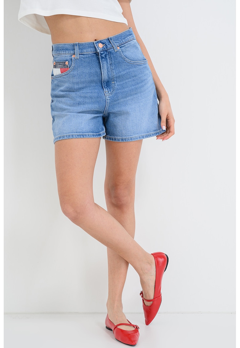 Blugi scurti cu croiala mom-fit - Albastru deschis