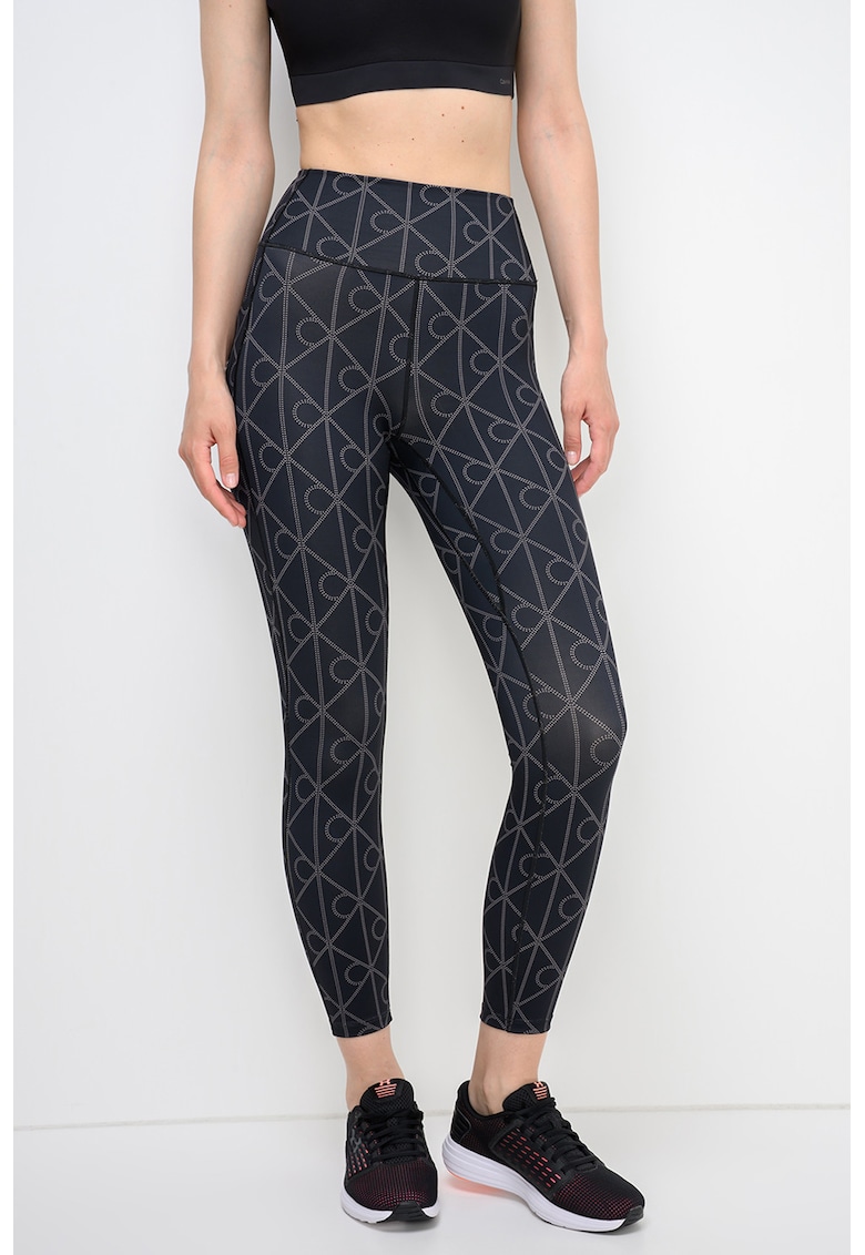 Colanti crop cu model logo - pentru fitness - Negru