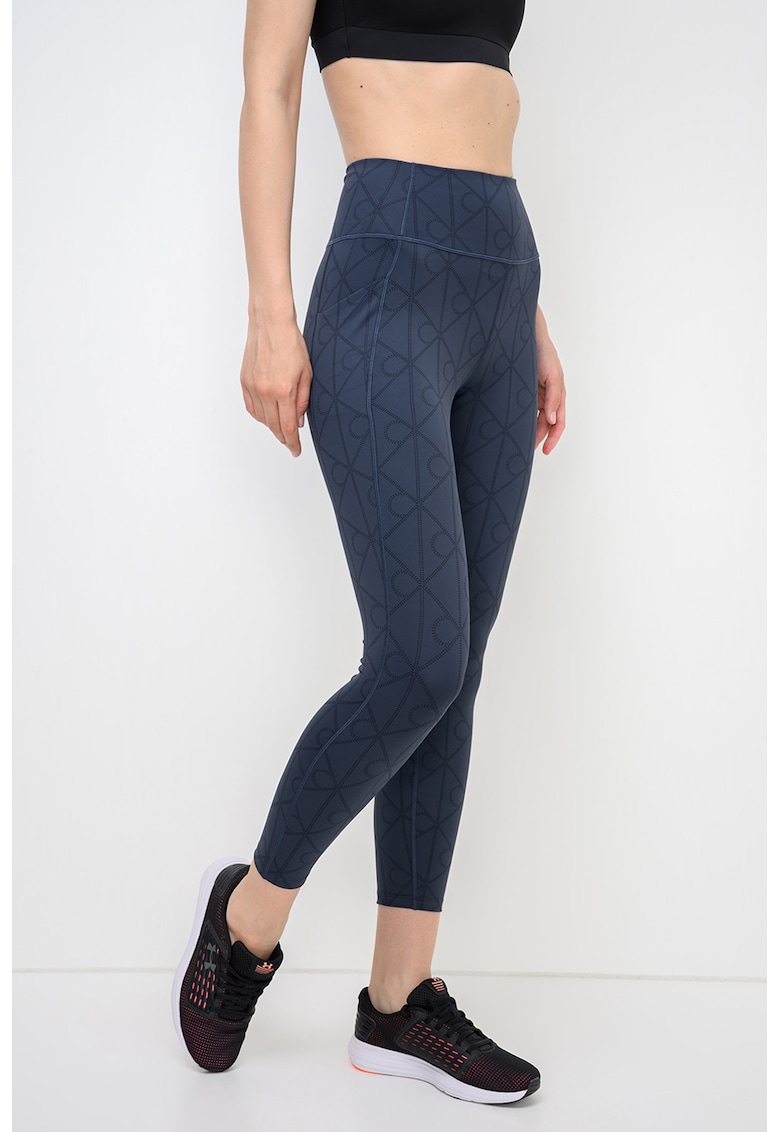 Colanti crop cu model logo - pentru fitness - Gri carbune