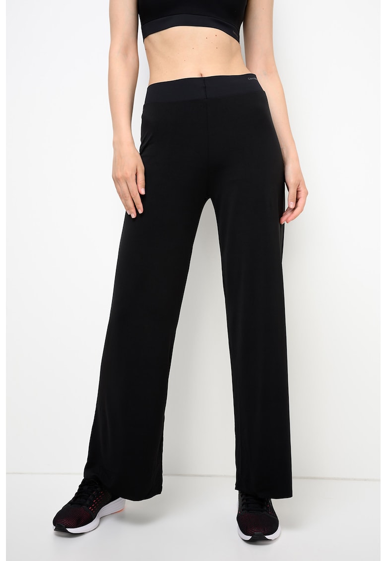 Pantaloni drepti cu talie inalta - pentru fitness - Negru