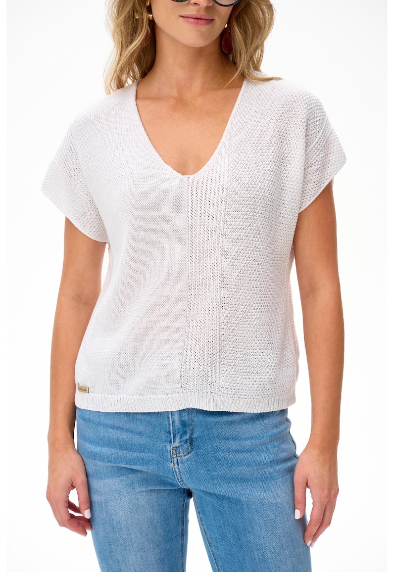 Bluza cu aspect tricotat in V Niga