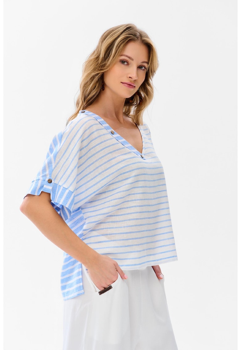 Bluza lejera din amestec de in in dungi