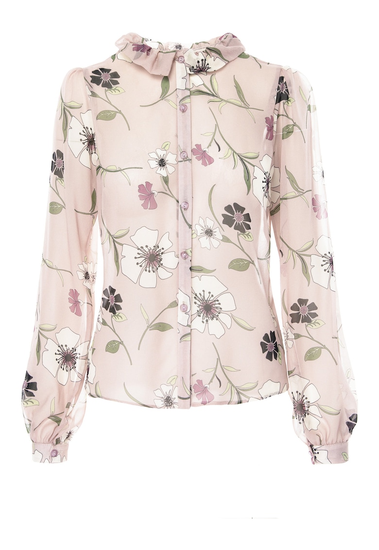 Camasa de matase cu imprimeu floral - Roz pudrat