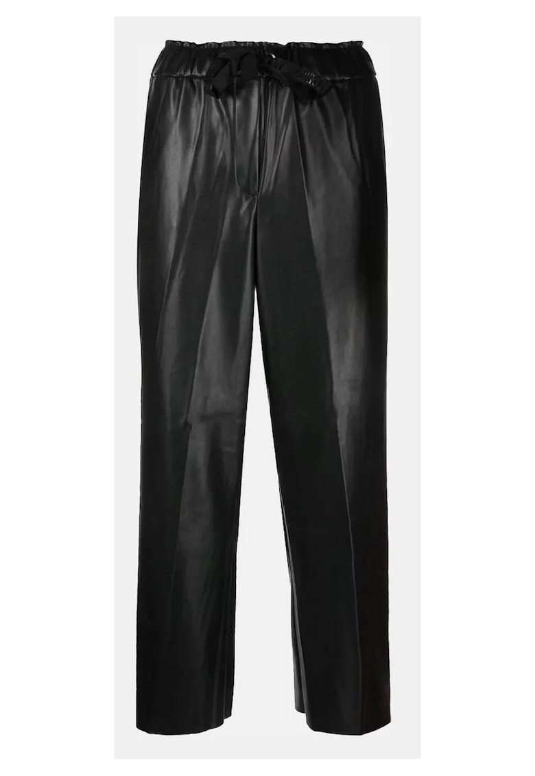 Pantaloni din imitatie de piele cu snur in talie -