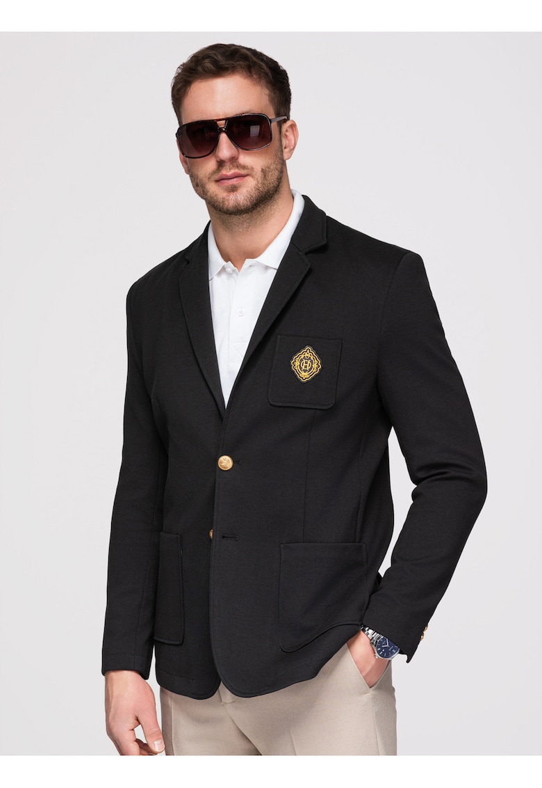Blazer slim fit cu detalii elegante si material de calitate - Negru