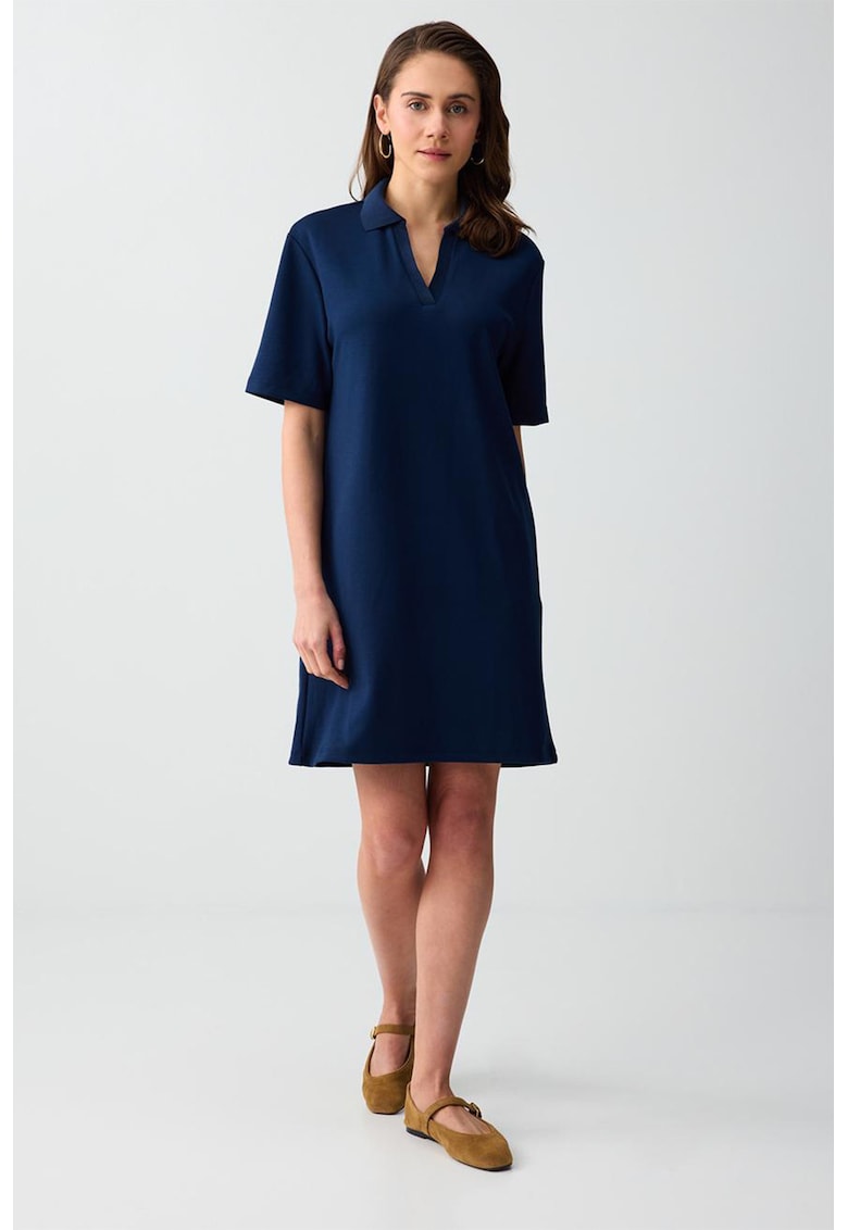 Rochie dreapta din amestec de modal - Bleumarin