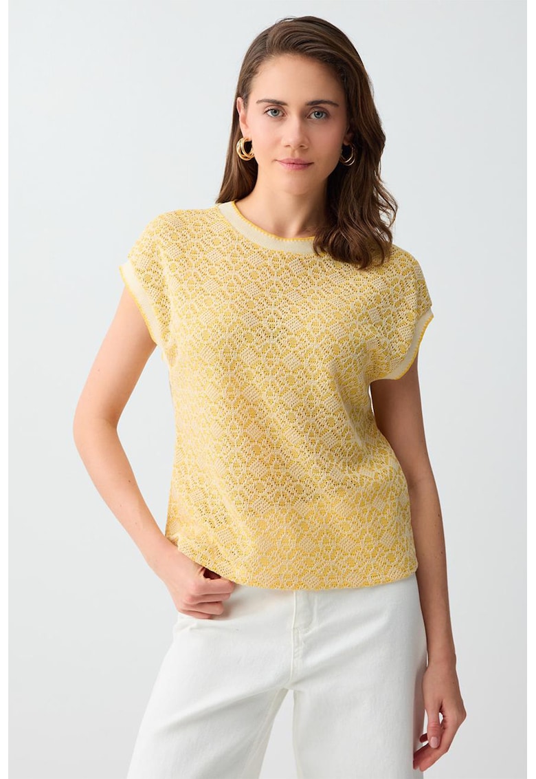Bluza crosetata din dantela - Galben