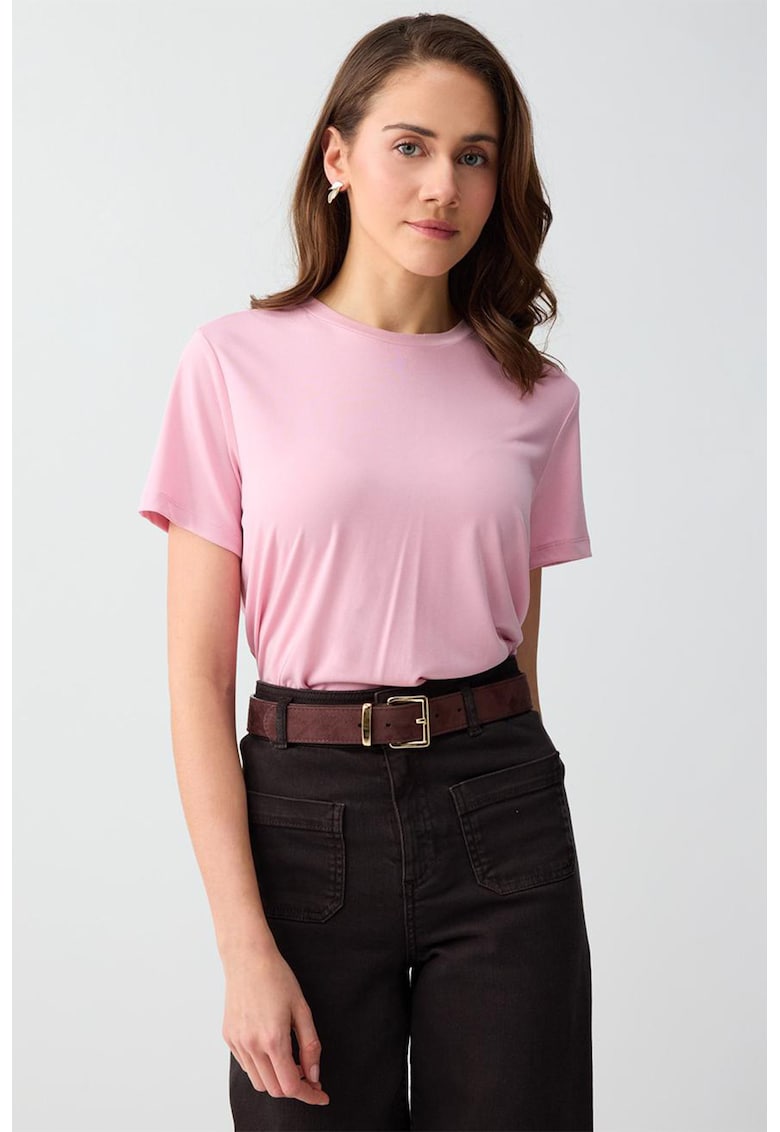 Tricou din amestec de modal - Roz pastel