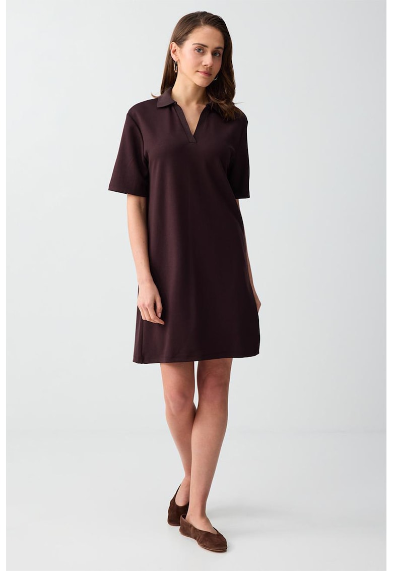 Rochie dreapta din amestec de modal - Maro pamantiu