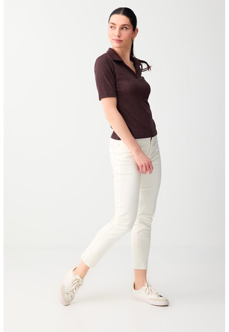 Tricou polo slim fit - Maro pamantiu