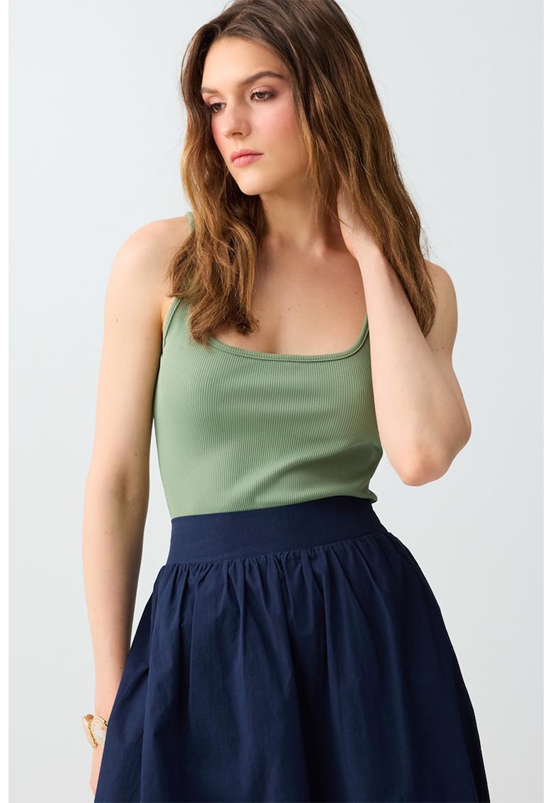 Top striat slim fit - Verde pal