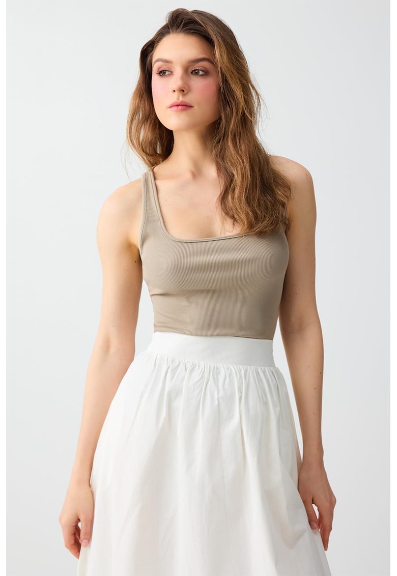 Top striat slim fit - Bej