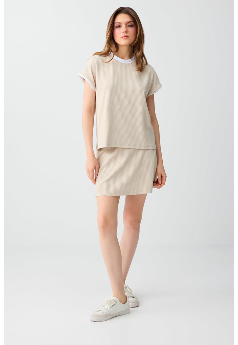 Fusta mini texturata - Bej deschis