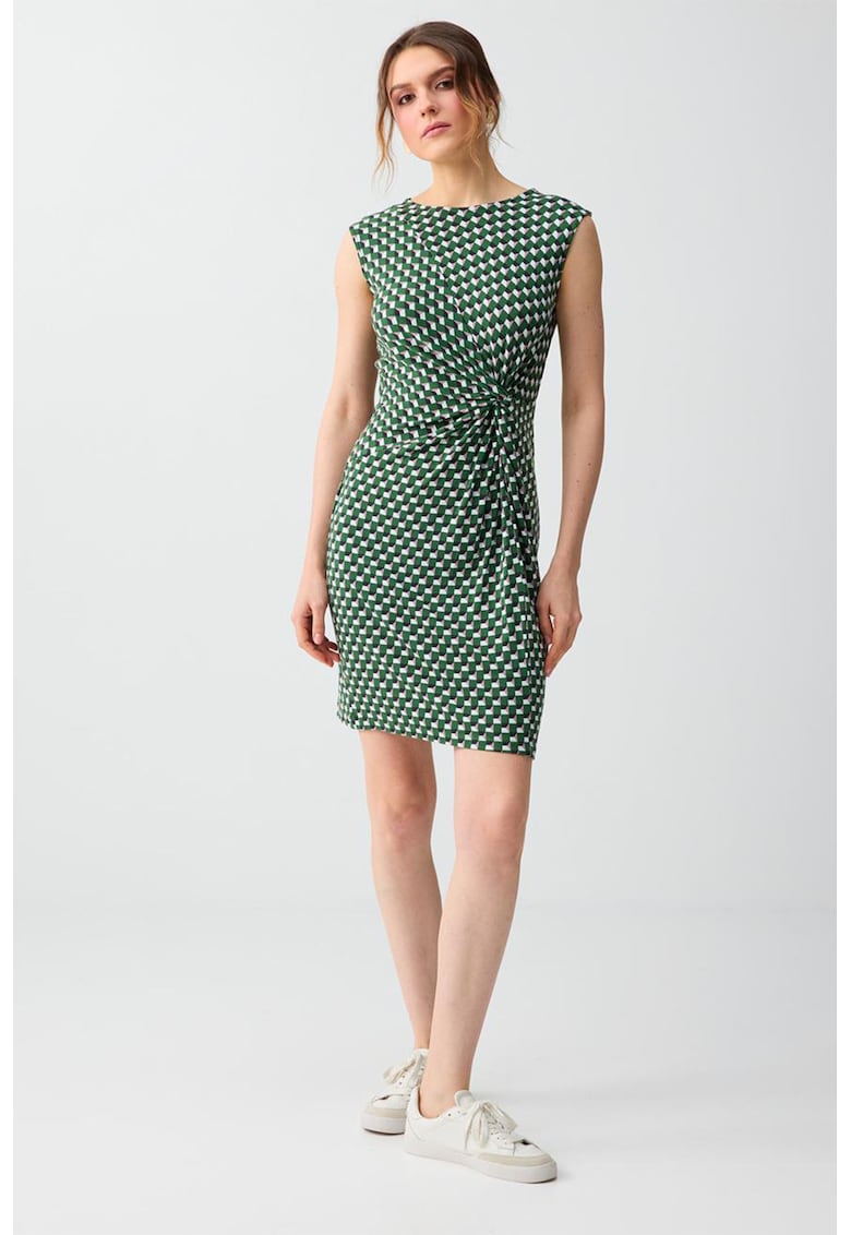 Rochie fara maneci cu detaliu innodat frontal - Verde pal