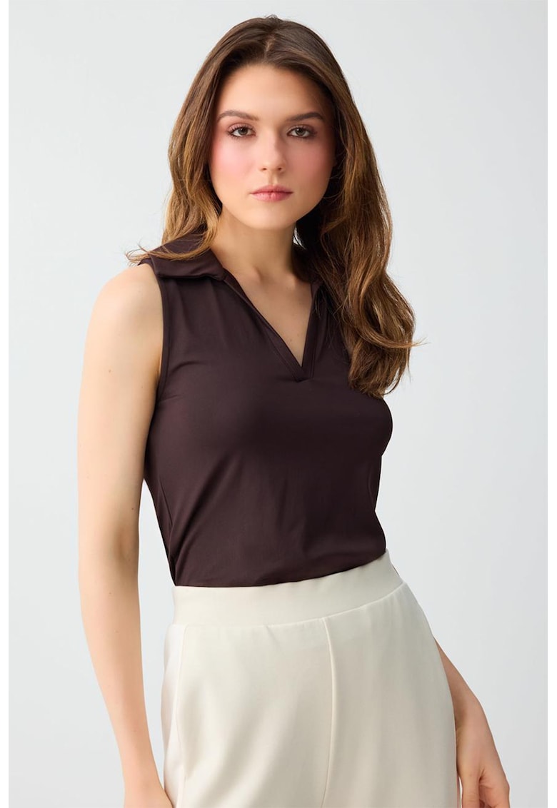 Bluza polo slim fit - Maro pamantiu