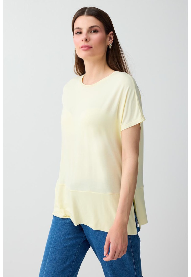 Tricou cu slituri laterale - Galben pal