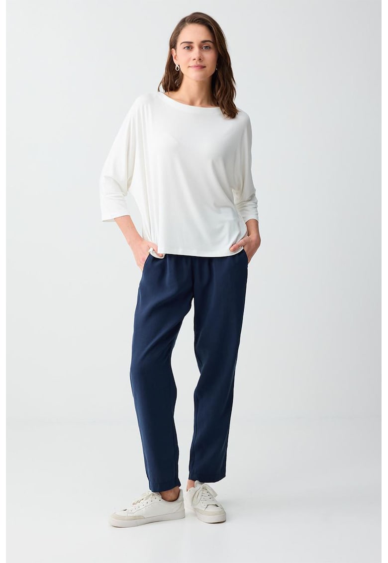 Pantaloni de trening din amestec de modal cu croiala conica - Bleumarin