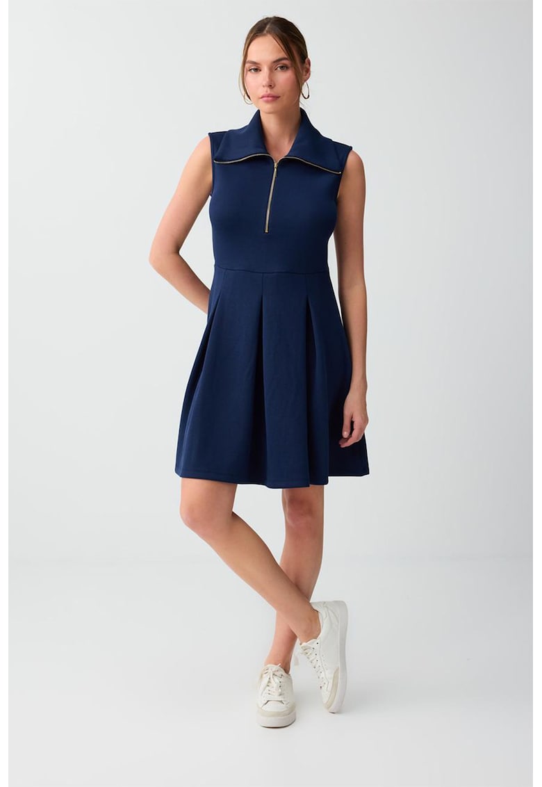 Rochie mini evazata cu fermoar scurt - Bleumarin
