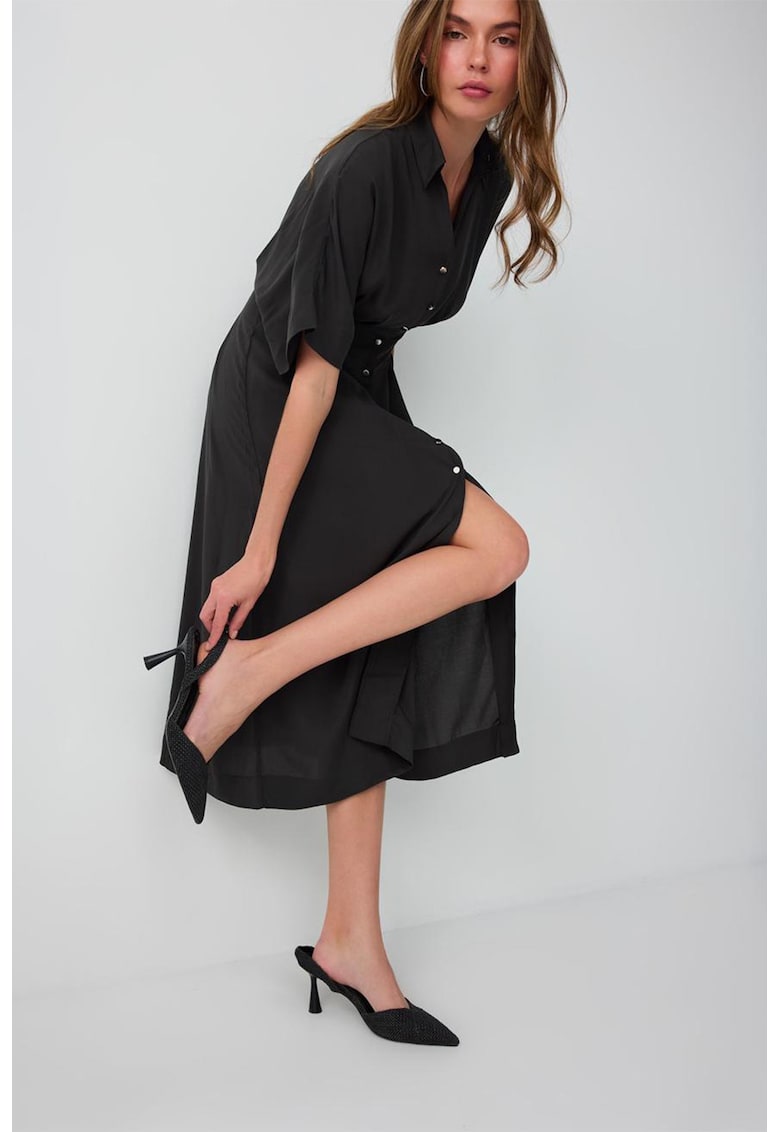 Rochie-camasa cu maneci medii - Negru stins