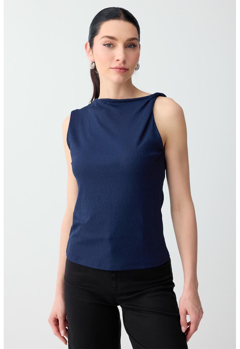Bluza fara maneci cu decolteu barcuta - Albastru inchis