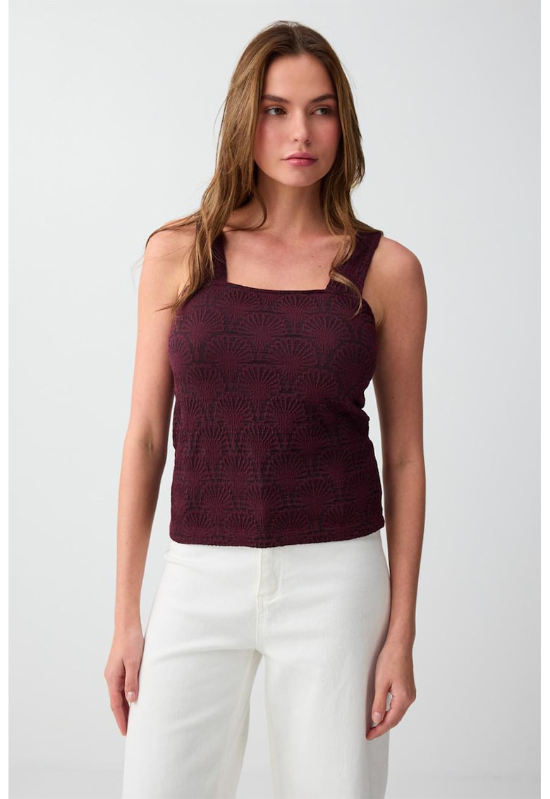 Top slim fit cu bretele late - Rosu inchis