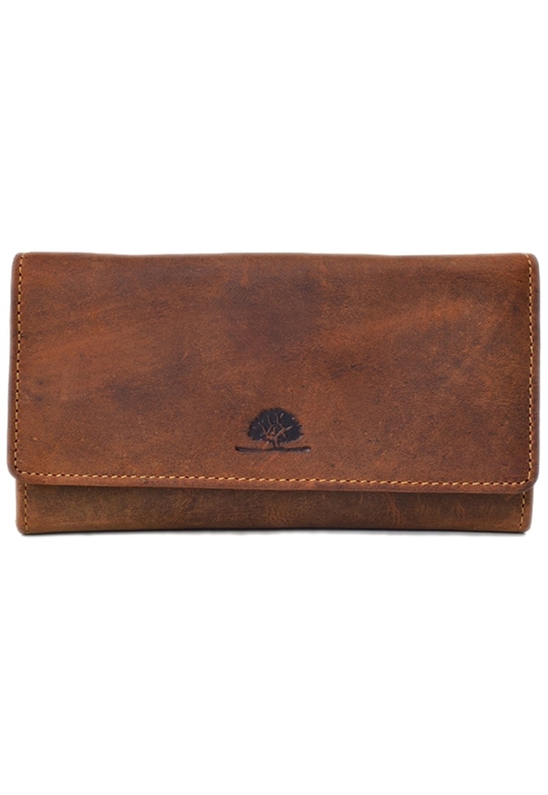 Portofel unisex piele naturală maro - 16 sloturi carduri - compartiment monede - 18x10x3.5cm