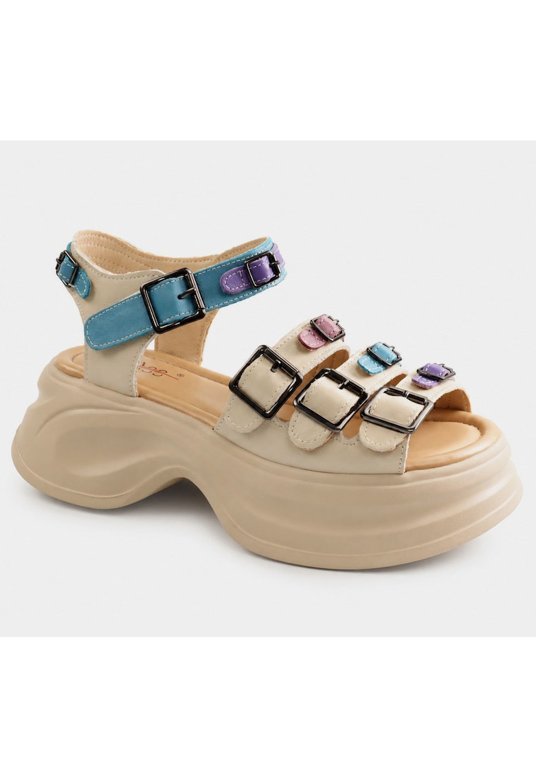 Sandale dama piele naturala 3OLY80013A 97 N - Multicolor