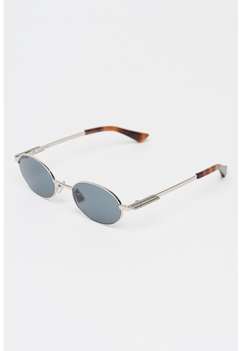 Ochelari de soare ovali unisex cu rama metalica - Argintiu