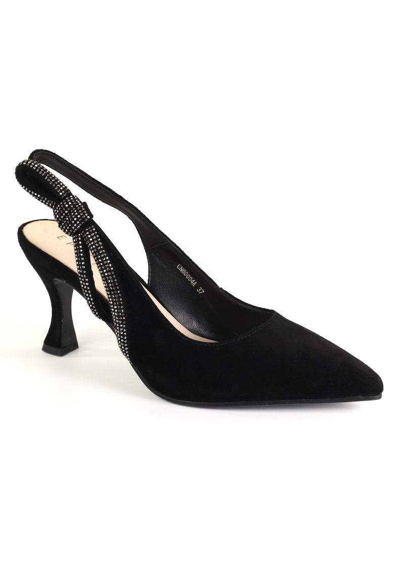 Pantofi dama decupati piele naturala H3CN800004A 01 I - Negru